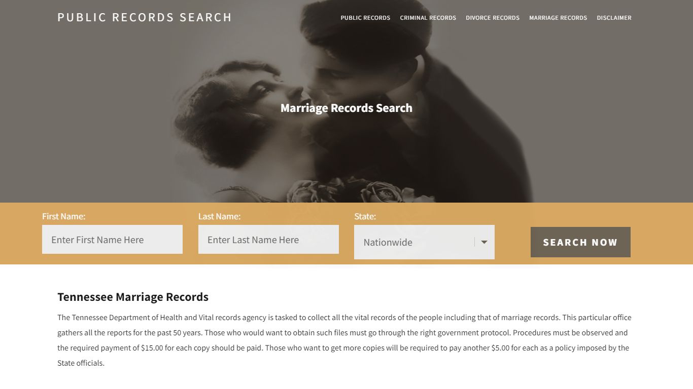 Tennessee Marriage Records | Enter Name and Search|14 Days Free