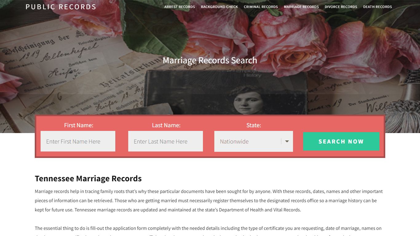 Tennessee Marriage Records | Enter Name and Search. 14Days Free