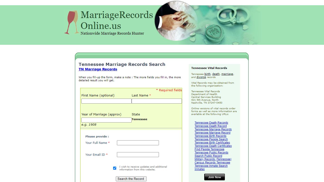 Tennessee Marriage Records Search